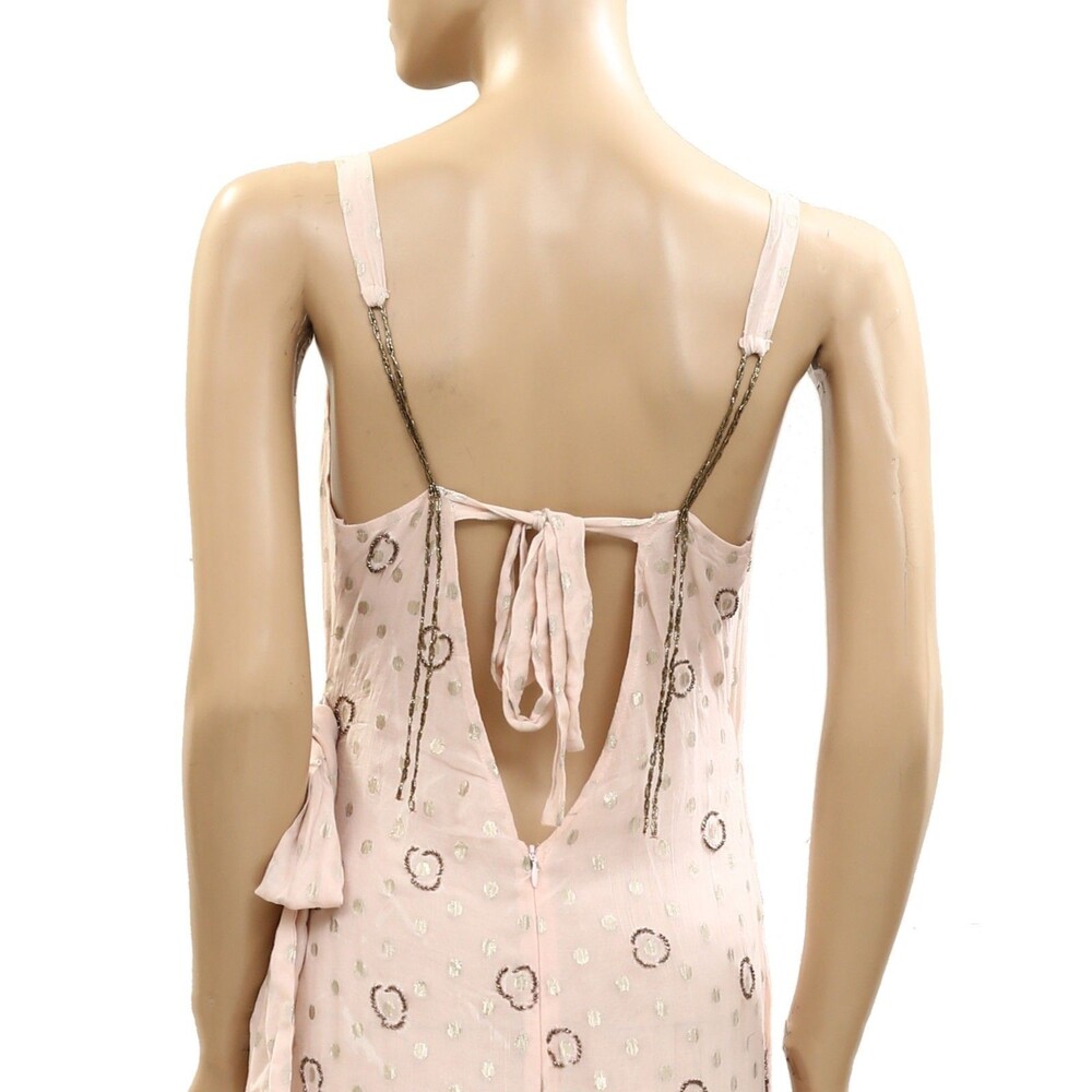 By Anthropologie Asymmetrical Mini Dress Wrap Tie Bead Embellished S New 284655 - Picture 4 of 4